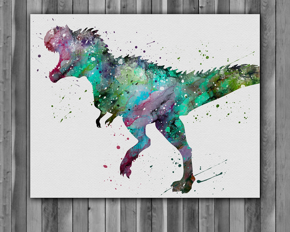 Miniatura: Tyrannosaurus rex Dinosaur Watercolor Print, watercolor painting, watercolor art, home decor, watercolor animal, Dinosaur art