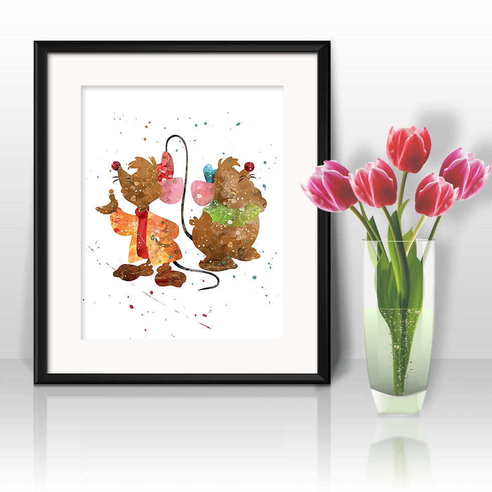 縮圖：Jaq and Gus Cinderella DISNEY Wall Art, Art Print, instant download, Watercolor Print, poster