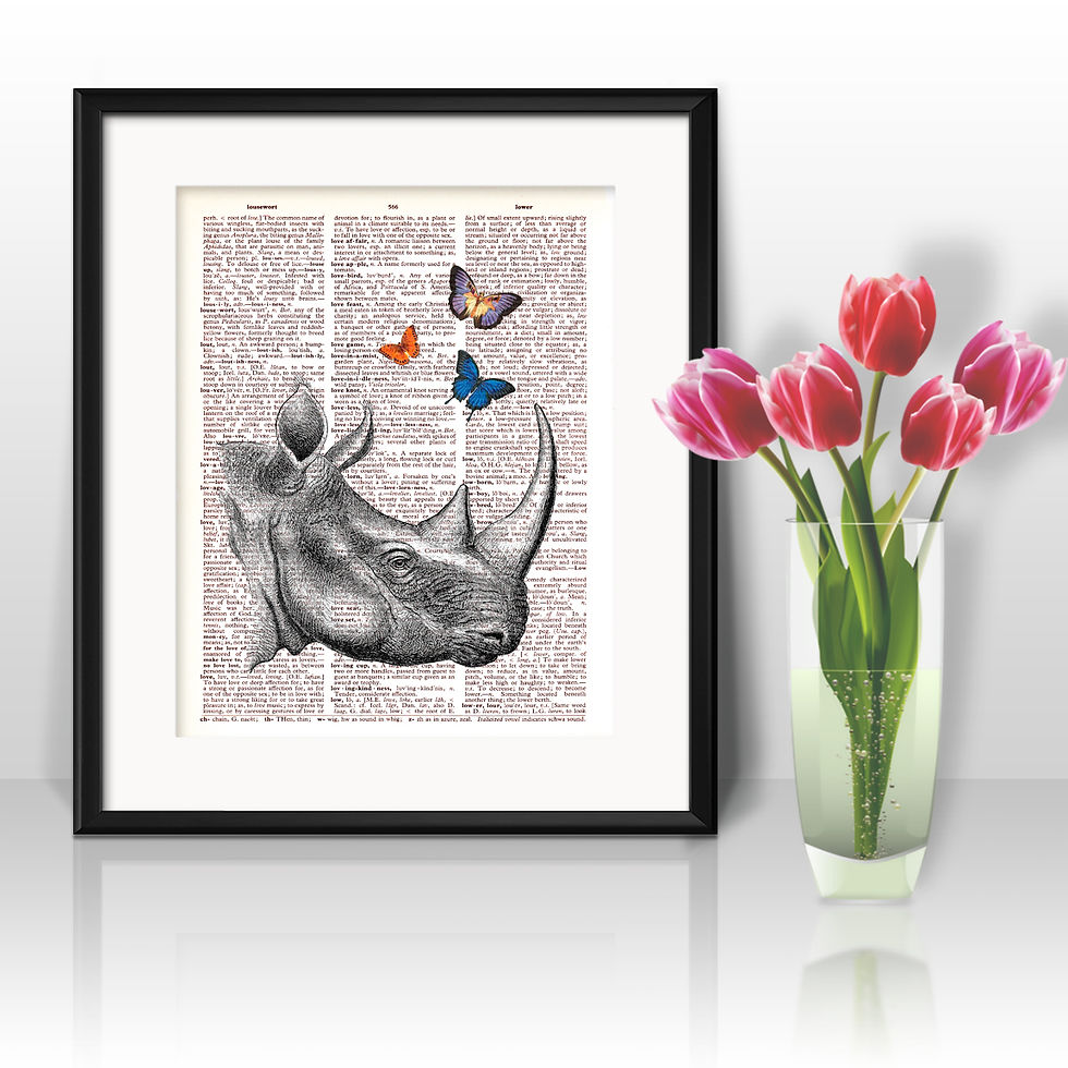 Rhino vintage Dictionary Wall Art painting Home Decor mixed media art print