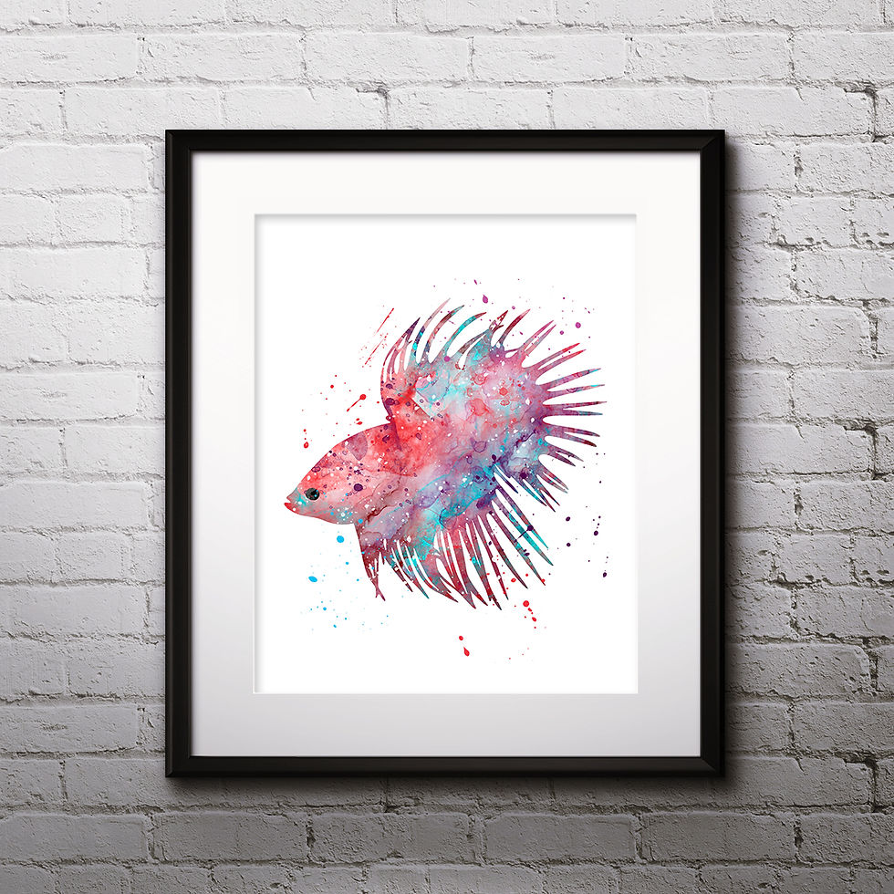 Miniatyrbild: Betta Fish Printable Art Print Poster Painting Watercolor Illustration