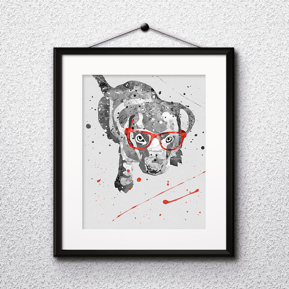 Thumbnail: Dog With Glasses Printable Art Print, Animals with glasses art, buy digital image, бой painting, buy wall art, buy poster