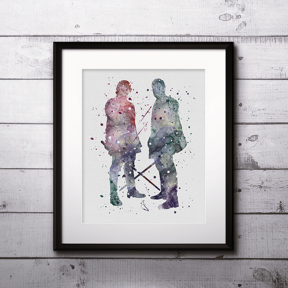 Anakin and Obi-Wan Star Wars, Buy Star Wars Painting, Buy Star Wars Art Print, Buy Star Wars Watercolor Print, Star Wars