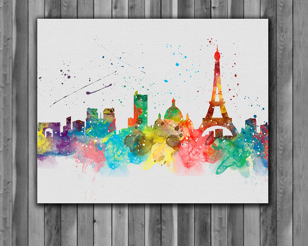 Miniatura: Paris Skyline Art Prints Skylines Painting Skylines Poster Skylines Wall Art Skylines watercolor Skylines Home art
