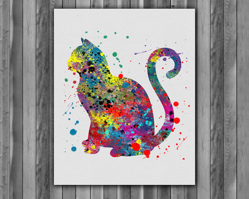 Miniatura: Cat art, Cat Poster, Cat Painting, Cat Art Print, Cat home decor, Cat Wall Art, Cat watercolor