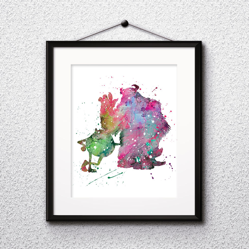 Monsters, Inc Disney painting Printable Watercolor Art, Print ,Painting, Poster