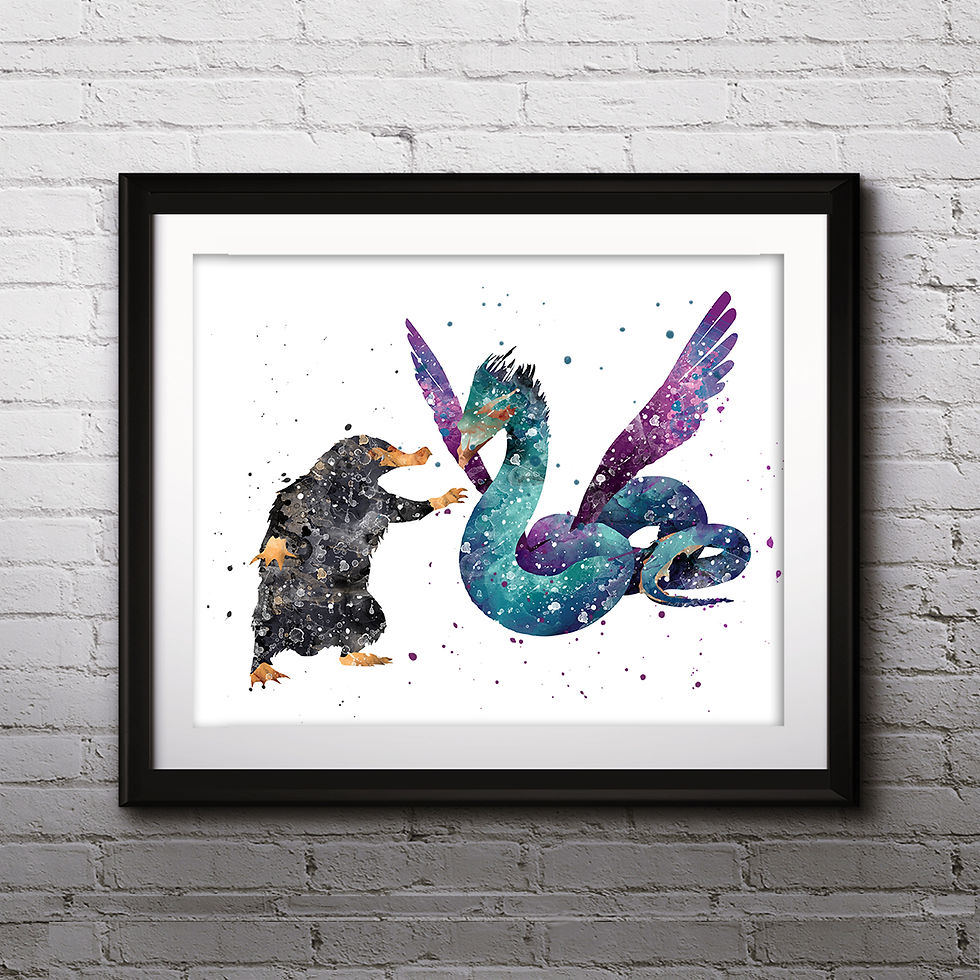 Miniatyrbild: Niffler & Occamy Art Prints, Posters, Watercolor Art, Wall art, home decor, Printable Art, Art Prints, Painting