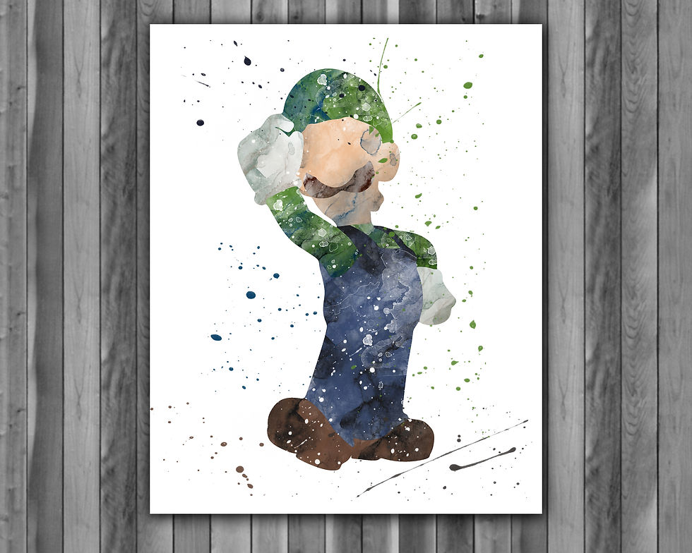 Miniatyrbild: Luigi Super Mario Art, Mario Poster, Mario Painting, Mario Print, Mario Art Print, Mario Printable