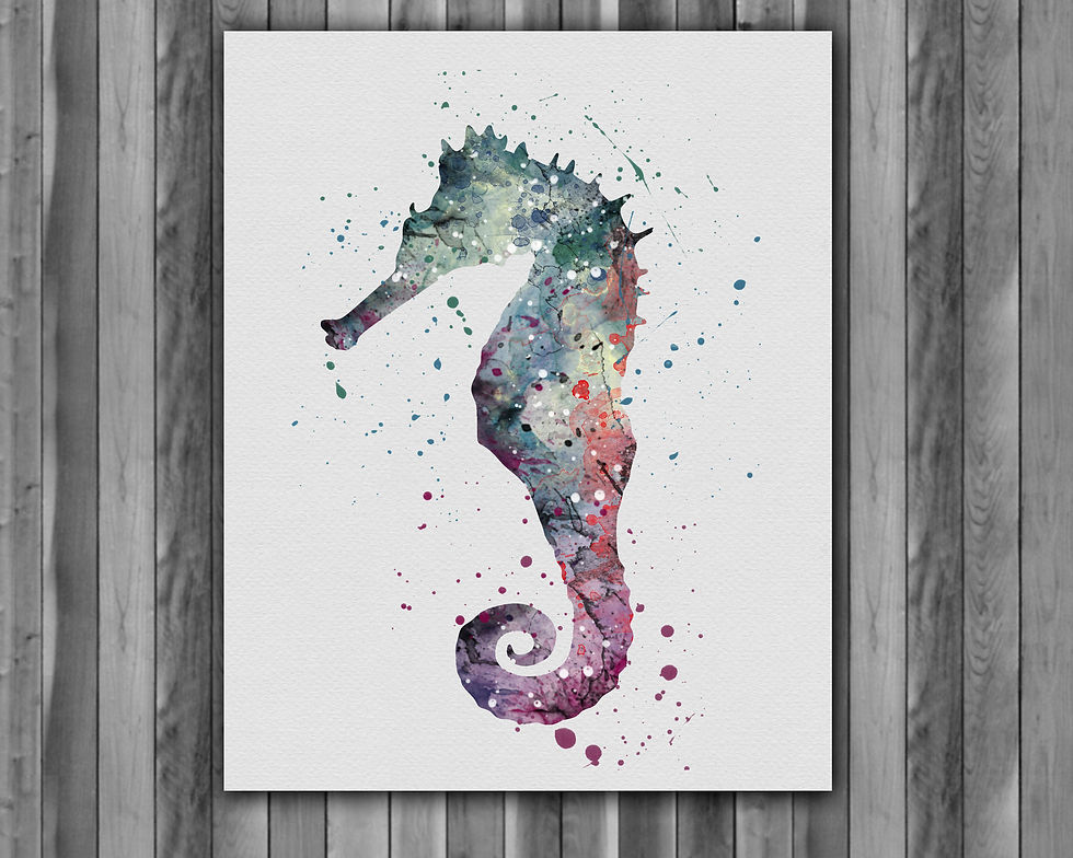 Thumbnail: Seahorse Art, Seahorse Wall Art, Seahorse Print, Seahorse Poster, Seahorse Home Decor, Seahorse Painting, Seahorse Image