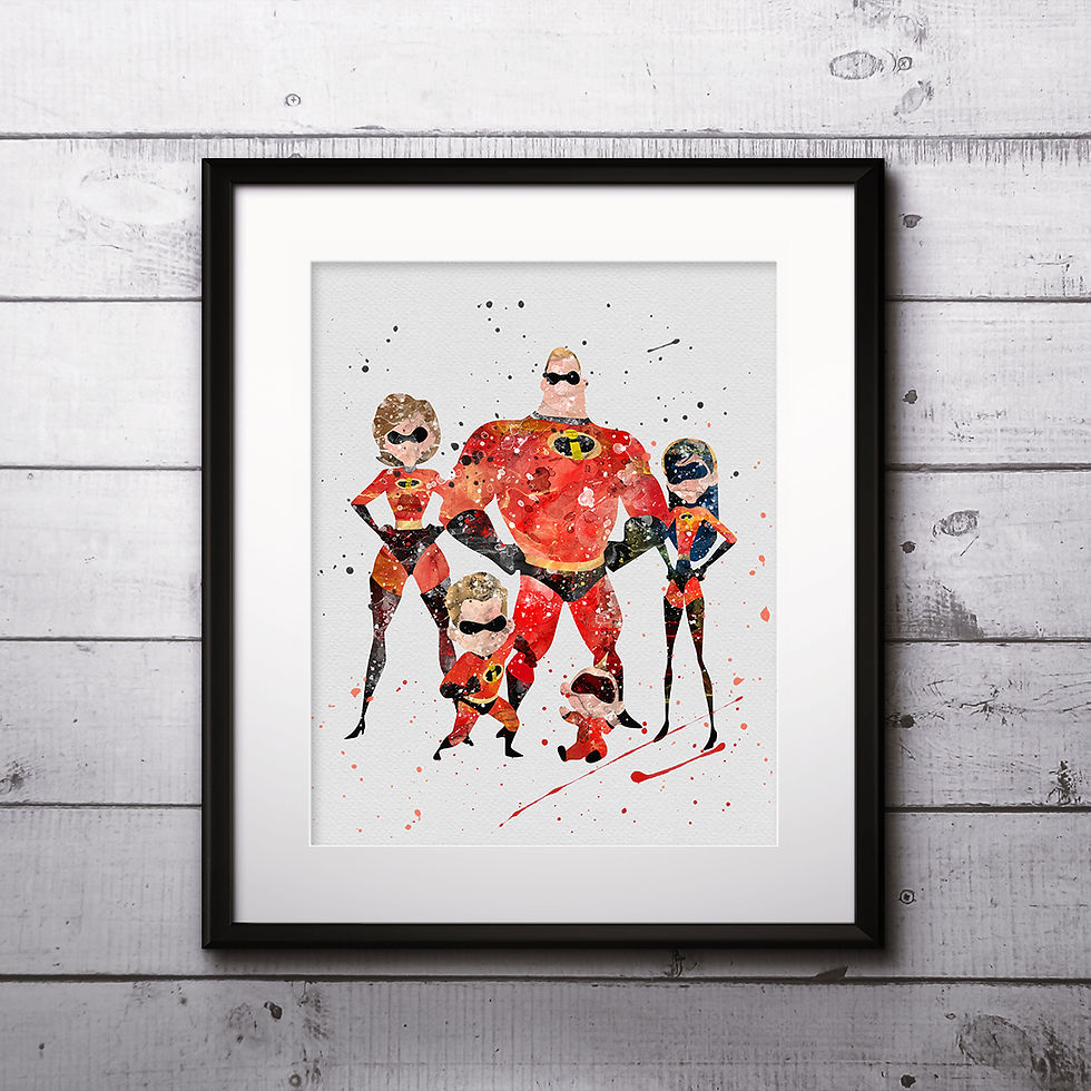 Thumbnail: Incredibles Disney art, Disney Poster, Disney Painting, Disney Art Print, Disney home decor, Disney Wall Art