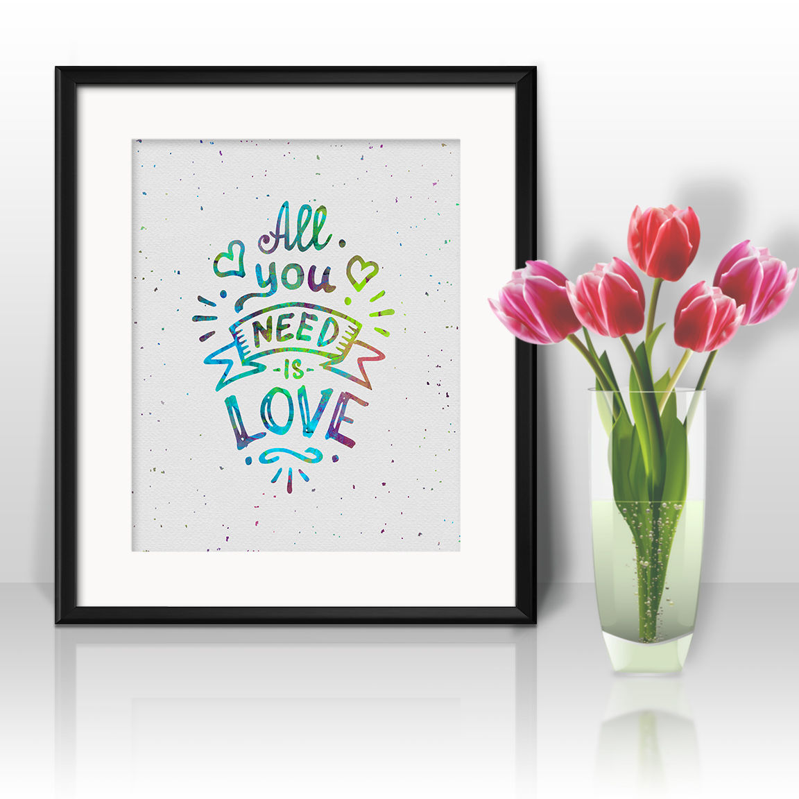 love quote. Inspirational motivational Valentines day romantic handwritten quote art print. Hand drawn typography poster.