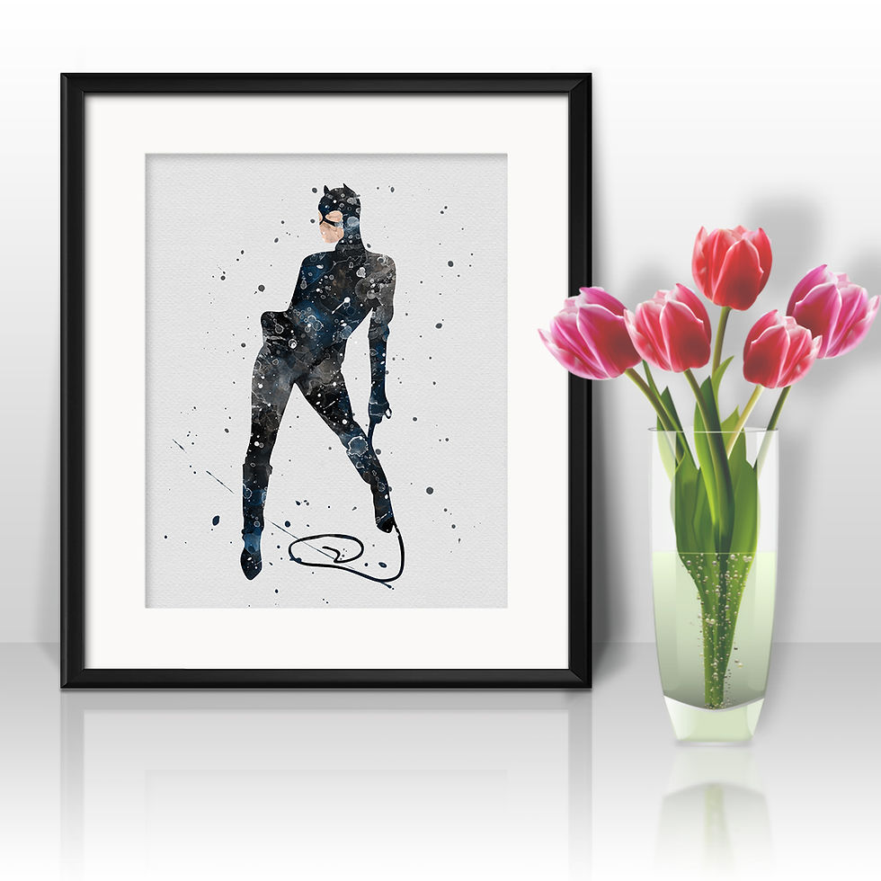 Thumbnail: Cat Woman Art Print, Catwoman movie Comics Poster, Watercolor Print, Wall Art