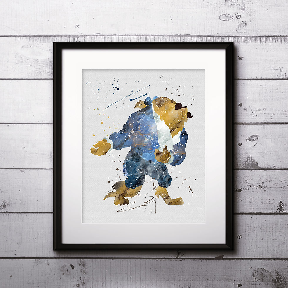 Disney Beast - Beauty and the Beast Print Printable Watercolor poster painting