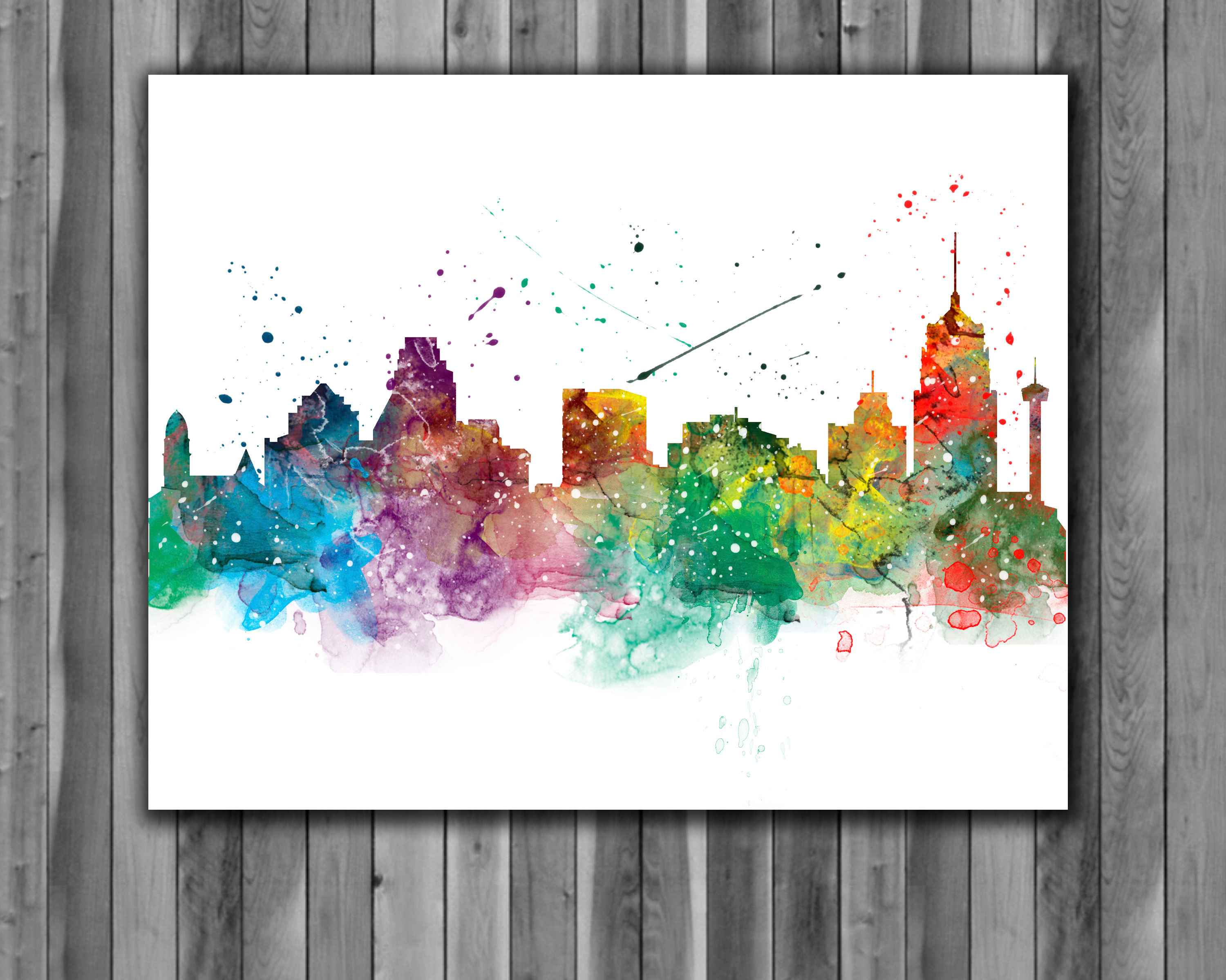 San-Antonio Skyline Art Prints Skylines Painting Skylines Poster Skylines Wall Art Skylines watercolor Skylines Home art