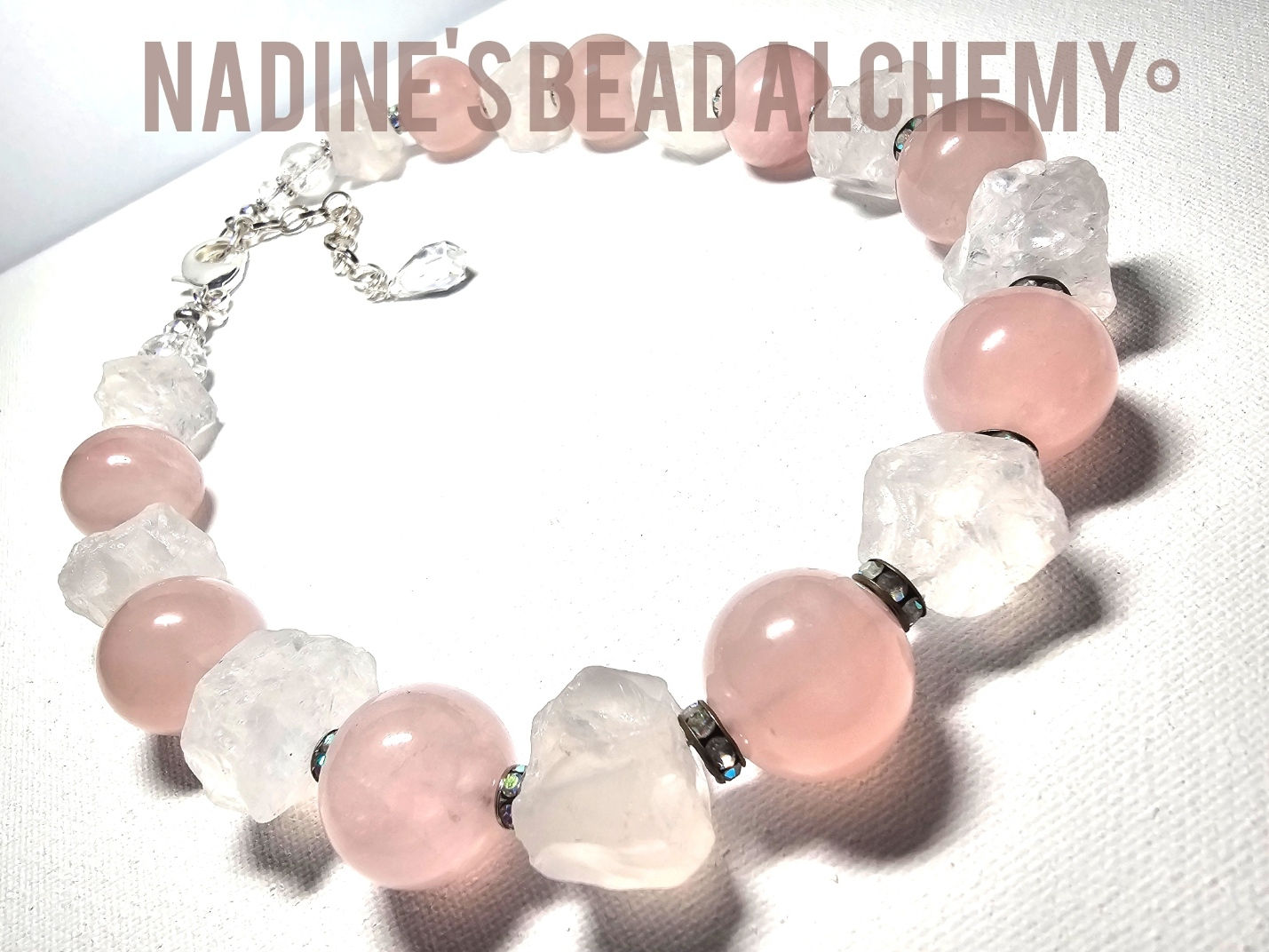 Chunky Rose Quartz and Raw Crystal Quartz Necklace