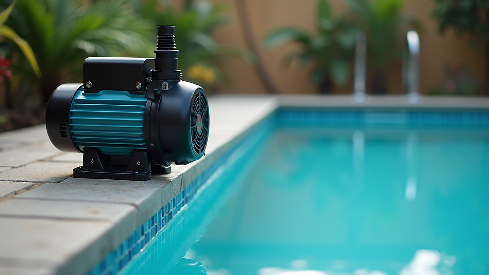 Close-up view of a variable-speed pool pump in operation