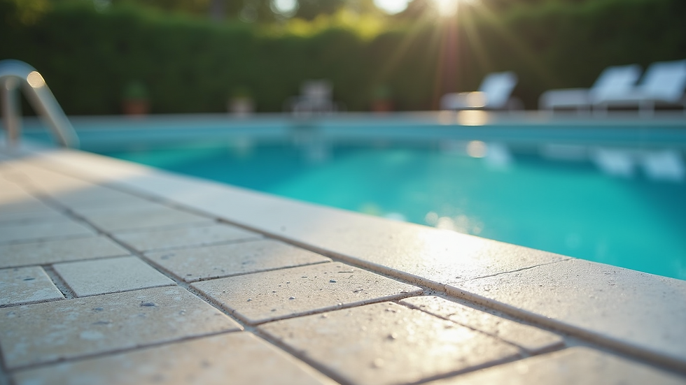 Close-up view of different pool tile samples