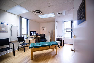 Medical examination room with exam table