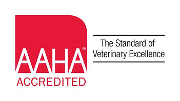 AAHA Accredited logo and text: The Standard of Veterinary Excellence. AAHA Accredited signifies quality care.