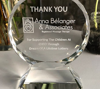 Thank You Anna Belanger & Associates award for supporting The Children's aid.