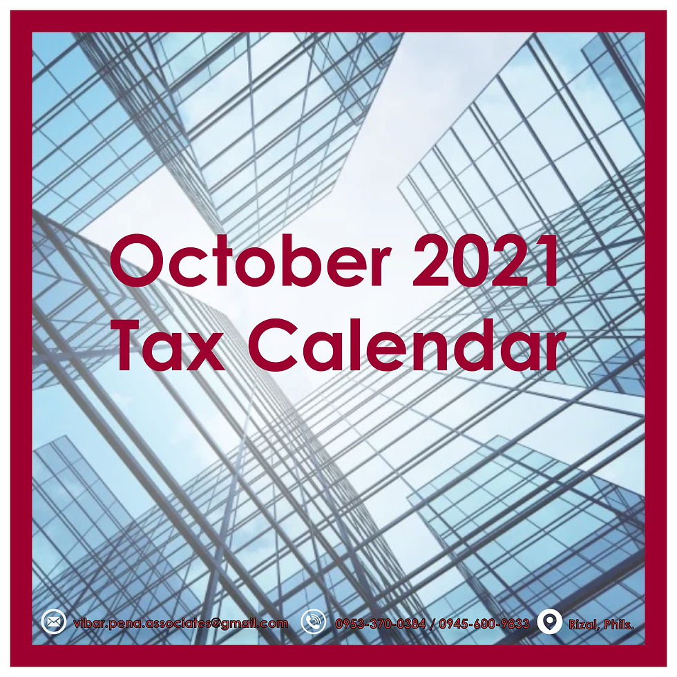 October 2021 Tax Calendar