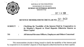 Interest income from Deposits in Cooperatives are Exempt from Tax
