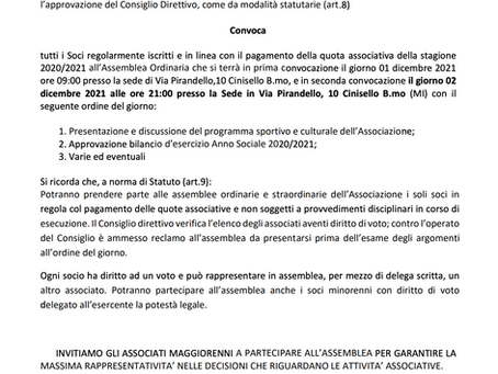 AVVISO CONVOCAZIONE ASSEMBLEA SOCI ORDINARIA