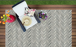 Zigzag patterned grey outdoor rug