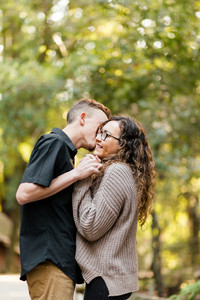 FOREST ENGAGEMENT COUPLE HENRY COWELL hkcreate hk create photographer photography bay area san jose tan sweater black shirt golden hour joyful