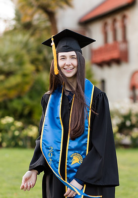 HK CREATE Photography Bay Area Sister Duo Grad session college campus cap and gown portraits senior SJSU college