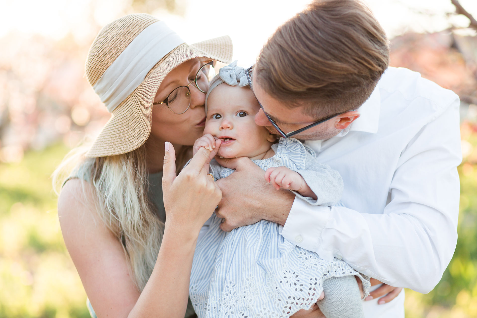 hk create hkcreate photographer photography bay area san jose saratoga library heritage orchard sage dress blue white color scheme family session family of three blooms joyful light and airy