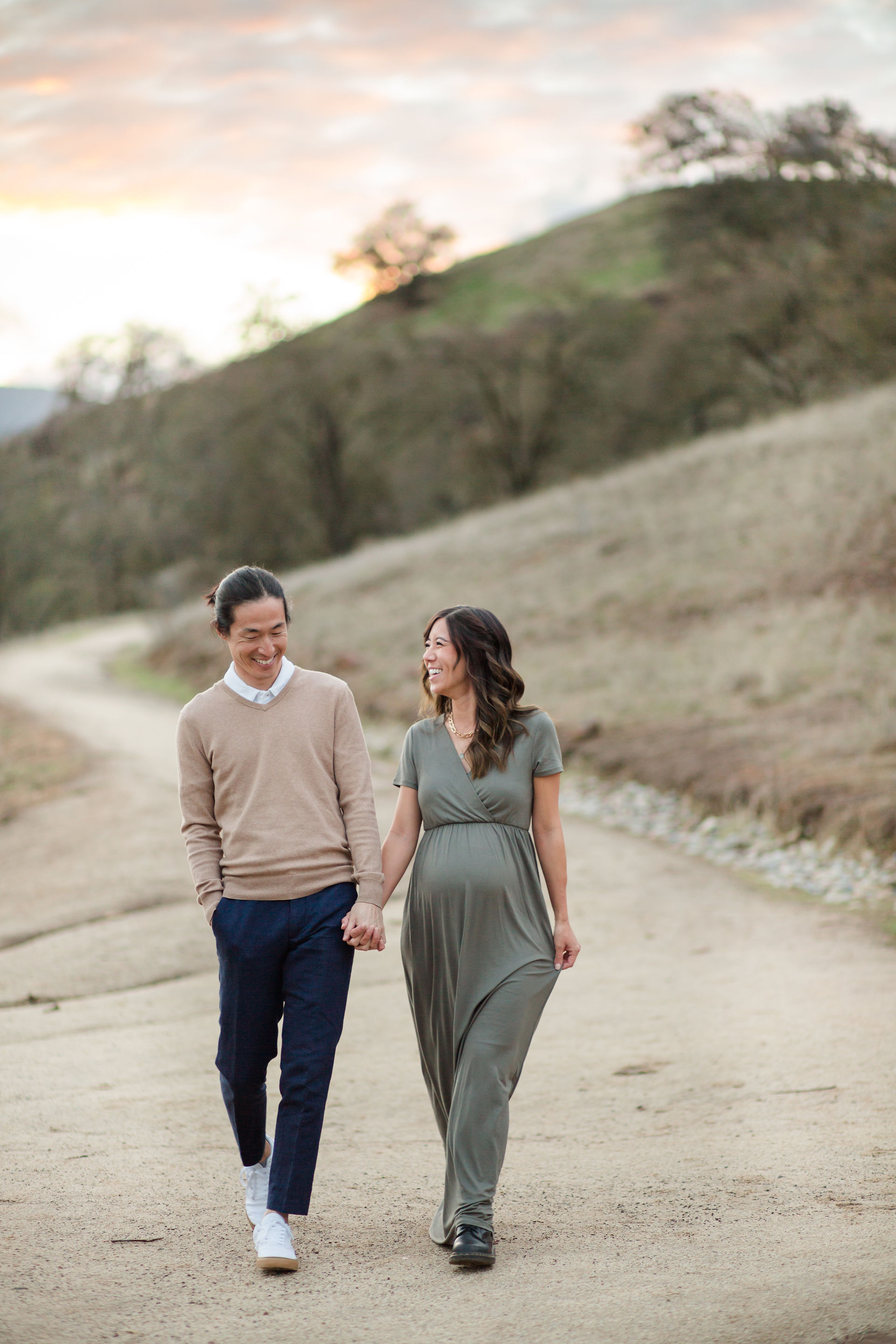 hkcreate hk create photography heather and kissy bay area photographers couple maternity san jose pink floral dress tan sweater romantic cute joyful light and airy guadalupe oak grove sweet