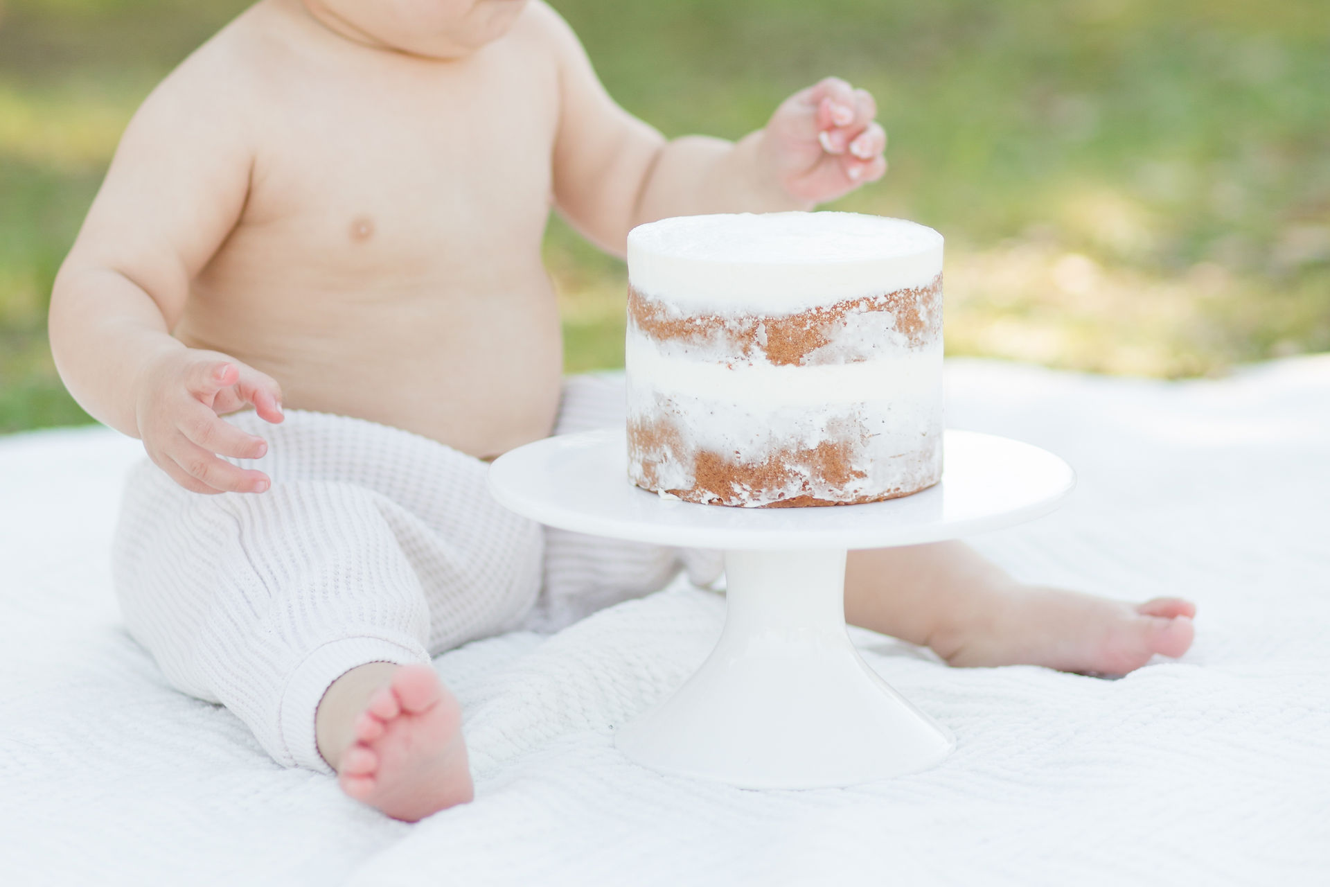 One Year Old Boy Cake Smash San Jose neutral outfit guadalupe oak grove park cakesmash portrait nakedcake