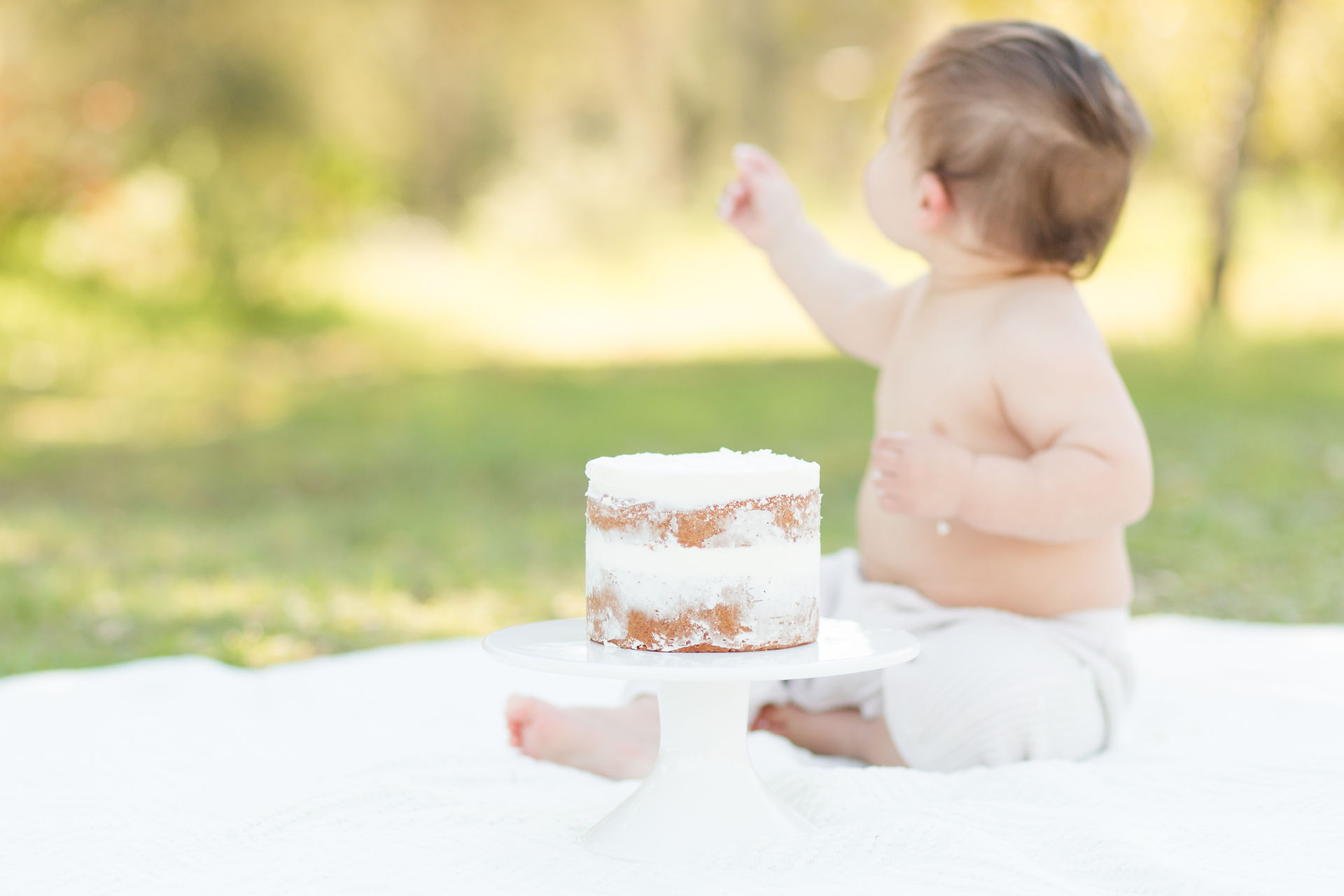 One Year Old Boy Cake Smash San Jose neutral outfit guadalupe oak grove park cakesmash portrait nakedcake bay area cake smash photographer
