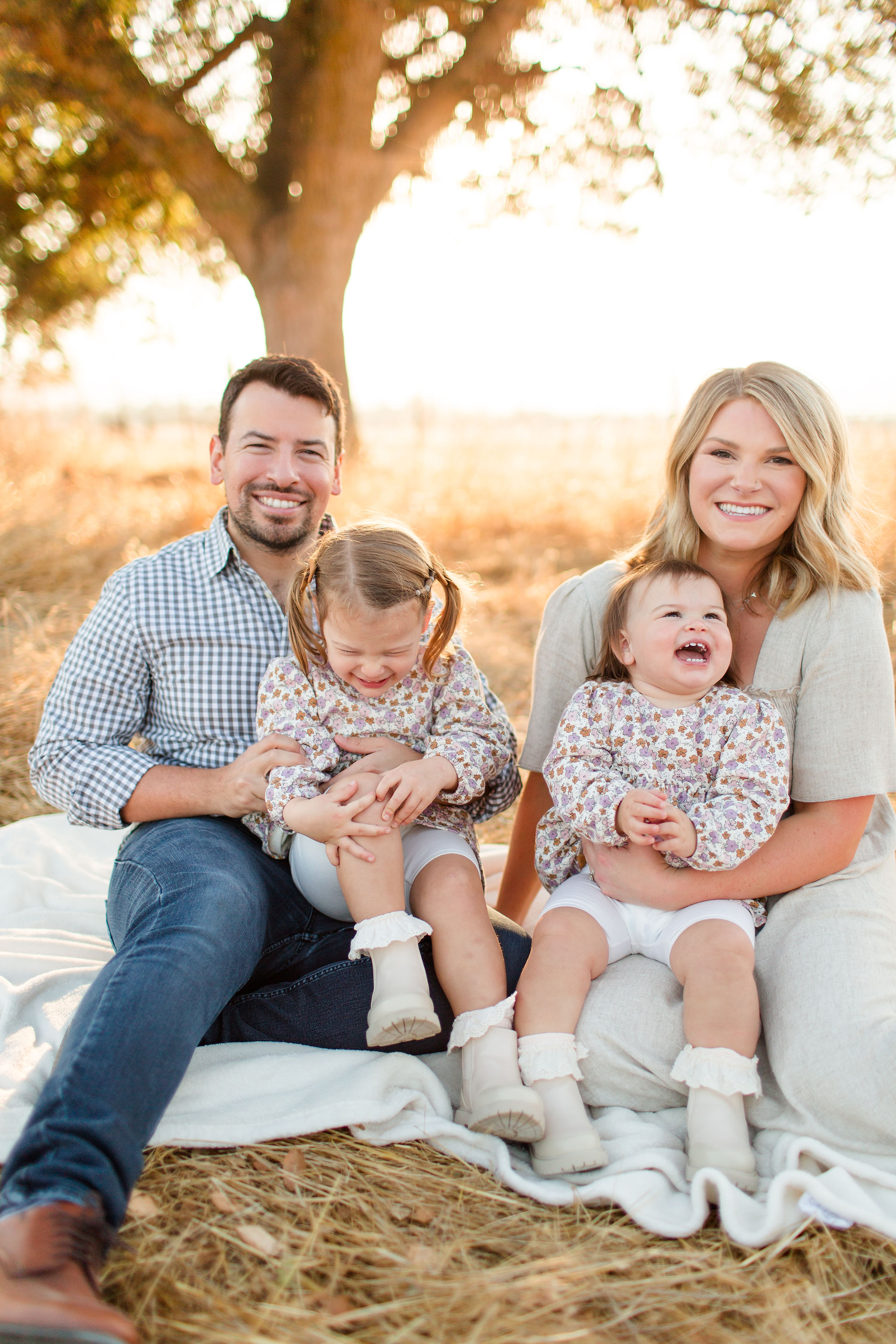 hkcreate hk create bay area family photography mini session morgan hill trail tree path field golden light neutral color scheme outfits matching dresses tan booties cream dress