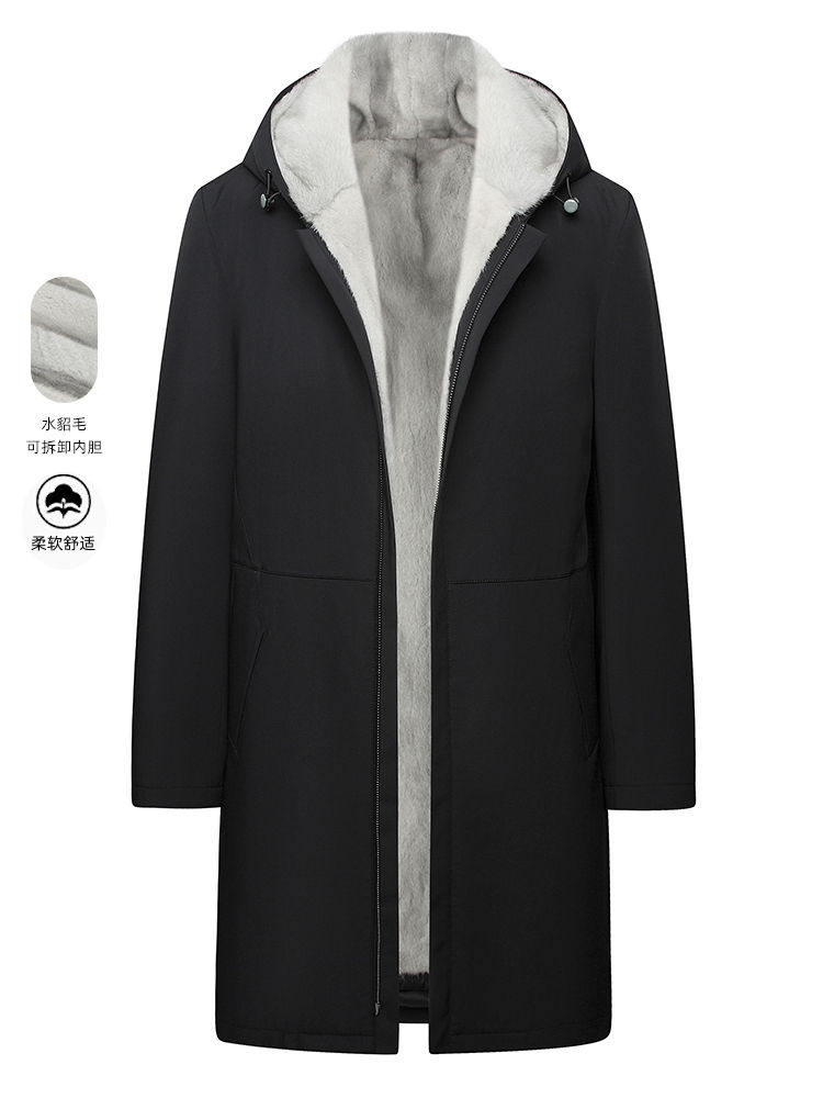 Thumbnail: Black YOLANFAIRY parka with white mink fur liner