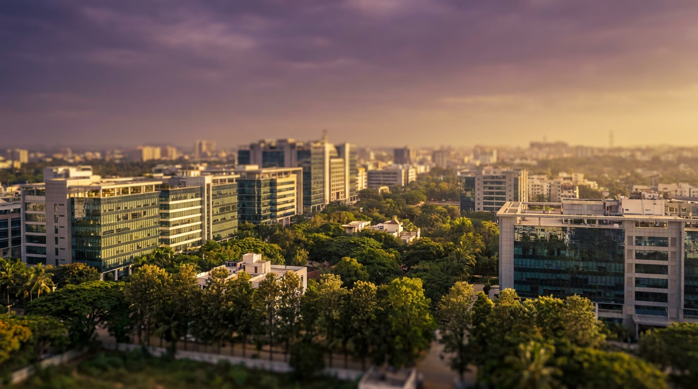 The Bengaluru skyline at golden hour