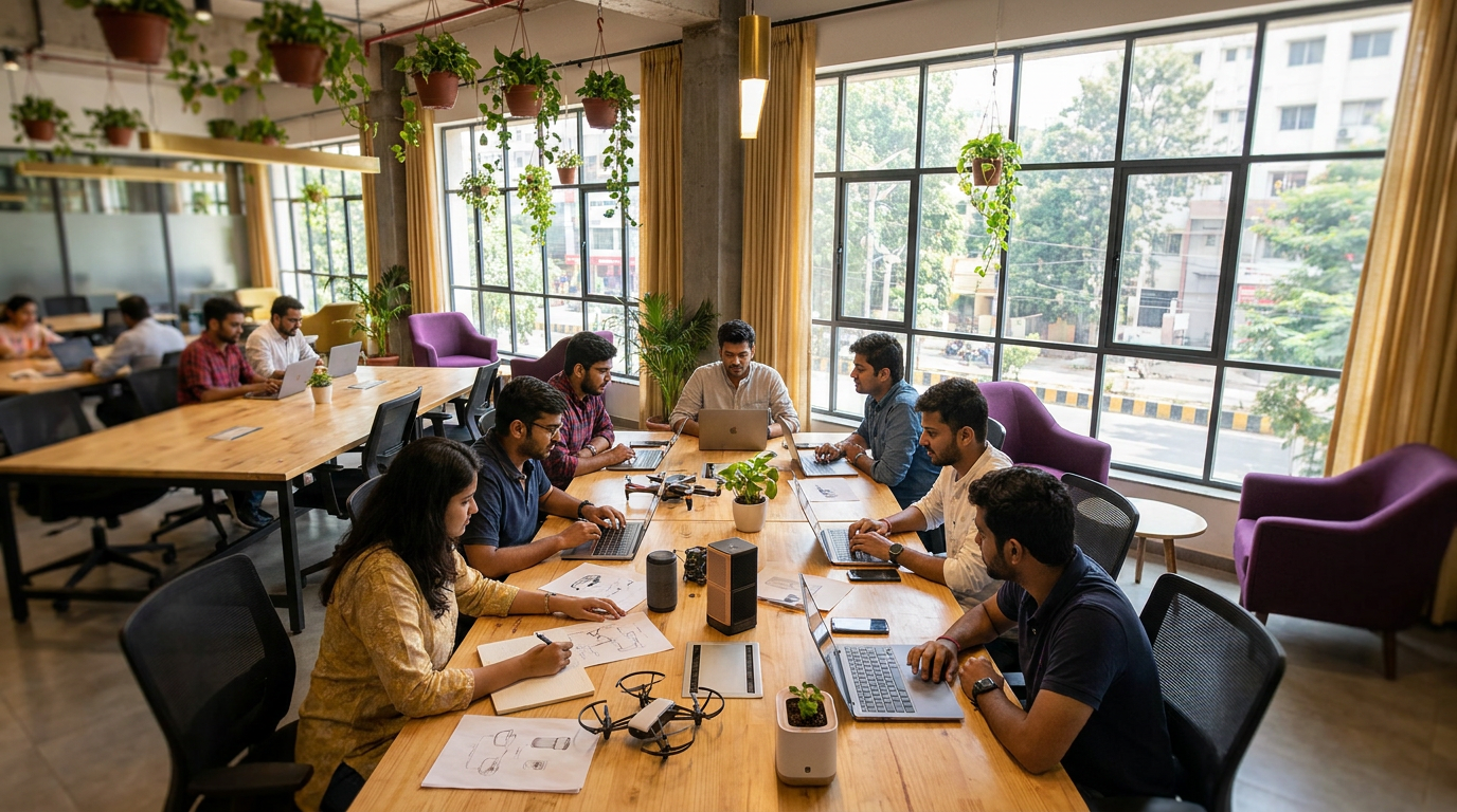 Young founders working together in a modern co-working space