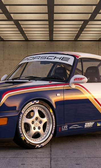 Porsche 964 cup pour LVR Motors dans sa livrée Rothmans, un design réalisé par Graphiksutoms