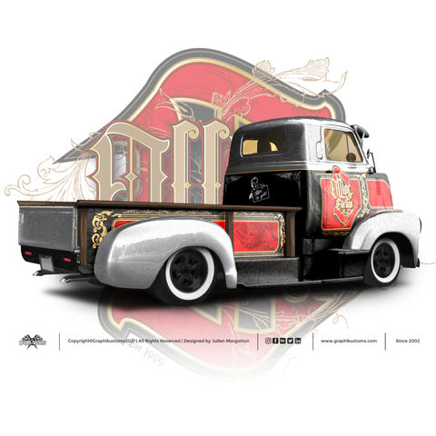 Chevy COE full wrap. Un design exclusif pour un custom exceptionnel. Un design Graphikustoms