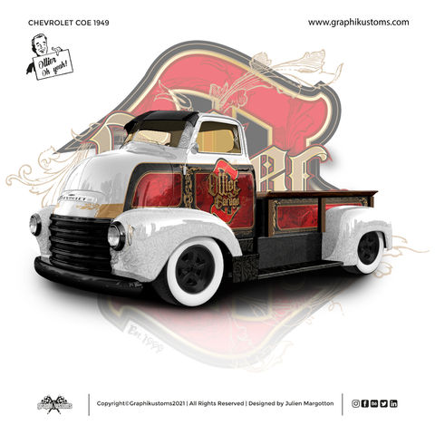Chevy COE full wrap. Un design exclusif pour un custom exceptionnel. Un design Graphikustoms