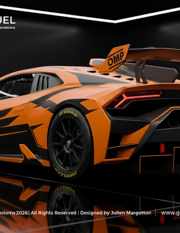 Design de livrée sur Lamborghini Huracan Super Troféo réalisé par Graphikustoms.