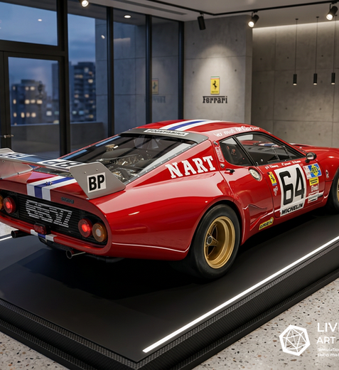 Livrée replica de la livrée NART de 1979 sur la Ferrari 512BB LM de JP Delaunay. Un design par Graphikustoms