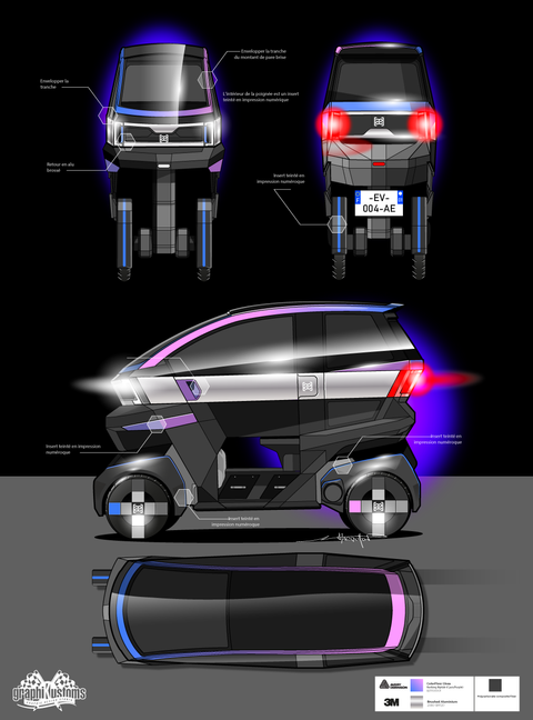 ÆMOTION concept innovant, l'avenir de la mobilité, entre moto et voiture.