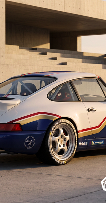 Porsche 964 cup pour LVR Motors dans sa livrée Rothmans, un design réalisé par Graphiksutoms