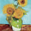 Thumbnail: Vase with three sunflowers