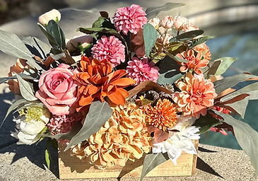 soft blush fall color flower box