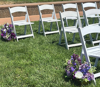 purple floral aisle markers