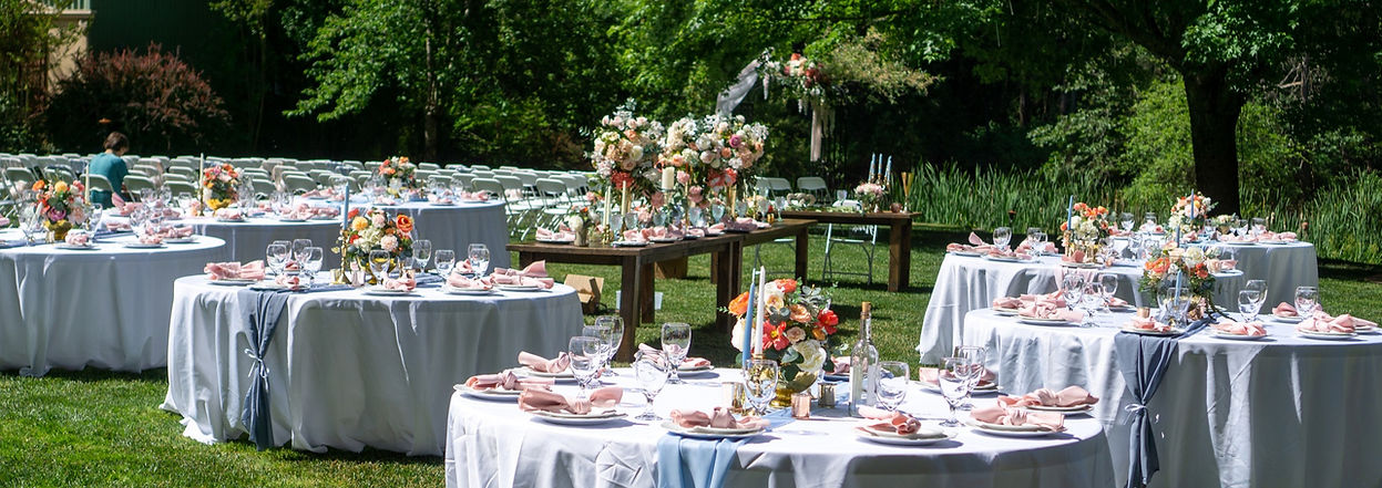 Wedding table decor with floral arrangements