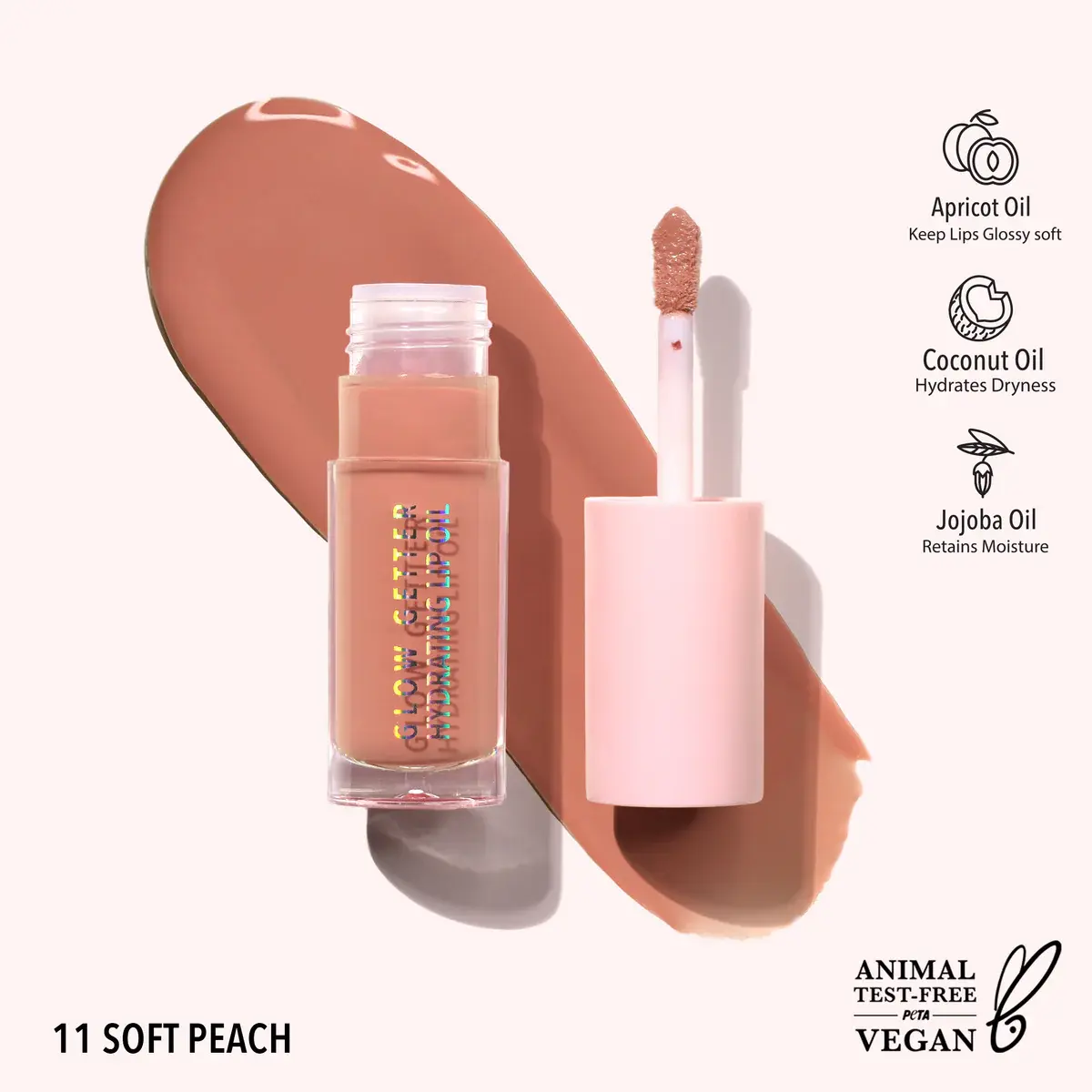 Moira GLOW GETTER HYDRATING LIP OIL (011, SOFT PEACH)