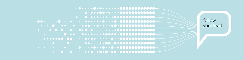 Features hero banner of dots flow to one point